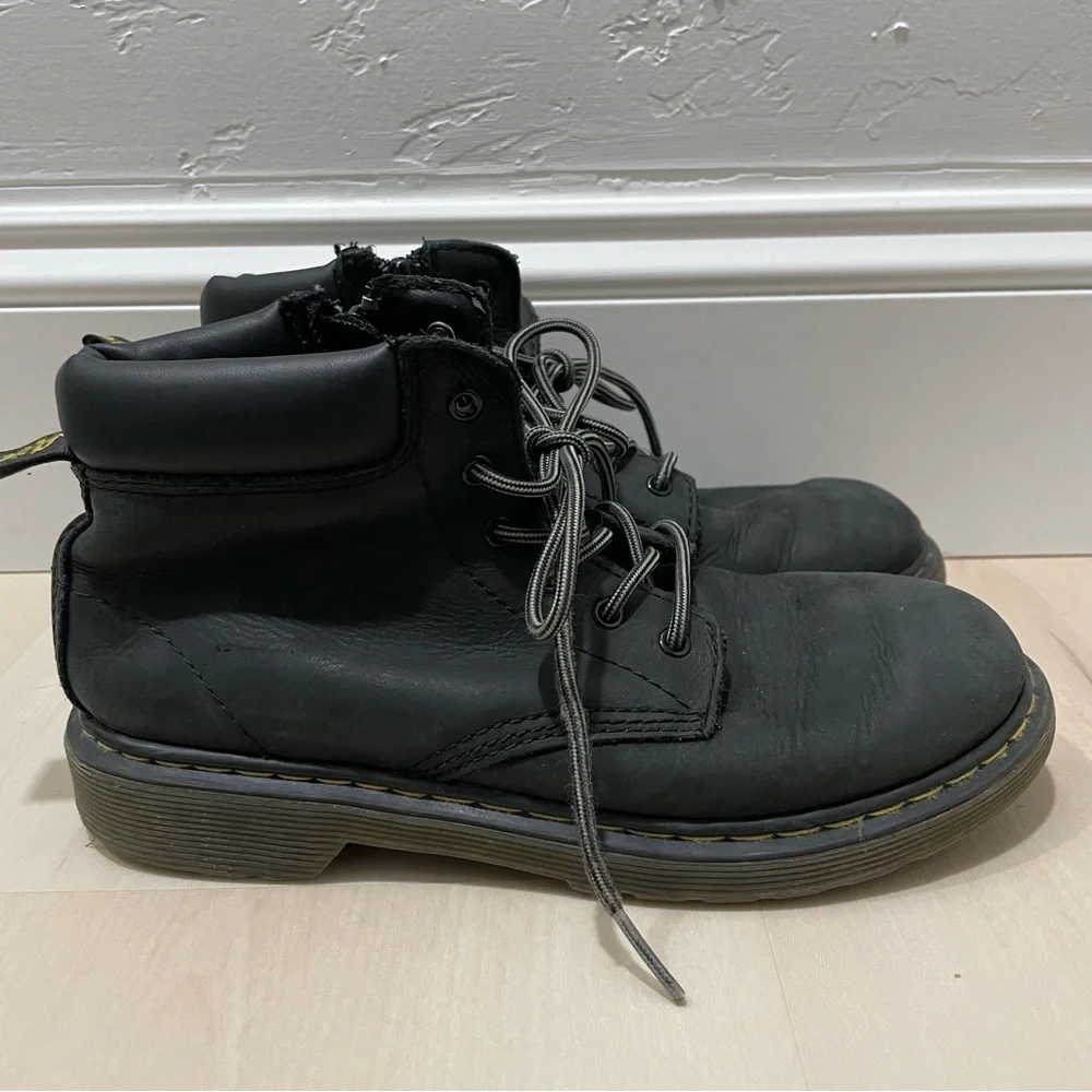 Dr. Martens Kids Boots Padley Black Size 3 Youth Zipper Lace Up Leather